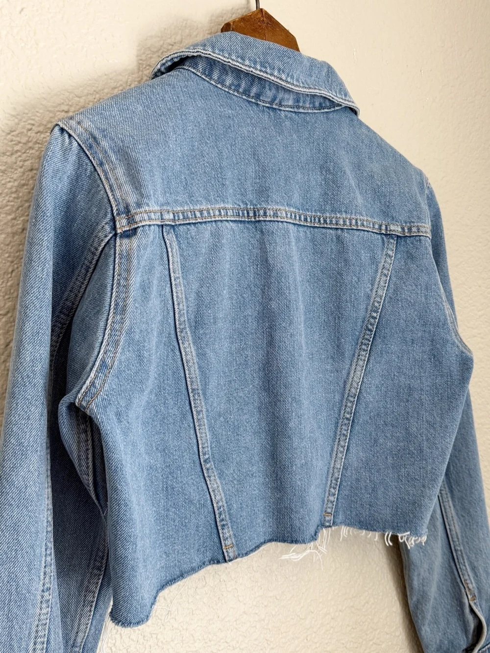 Topshop Light Blue Cropped Denim Jacket